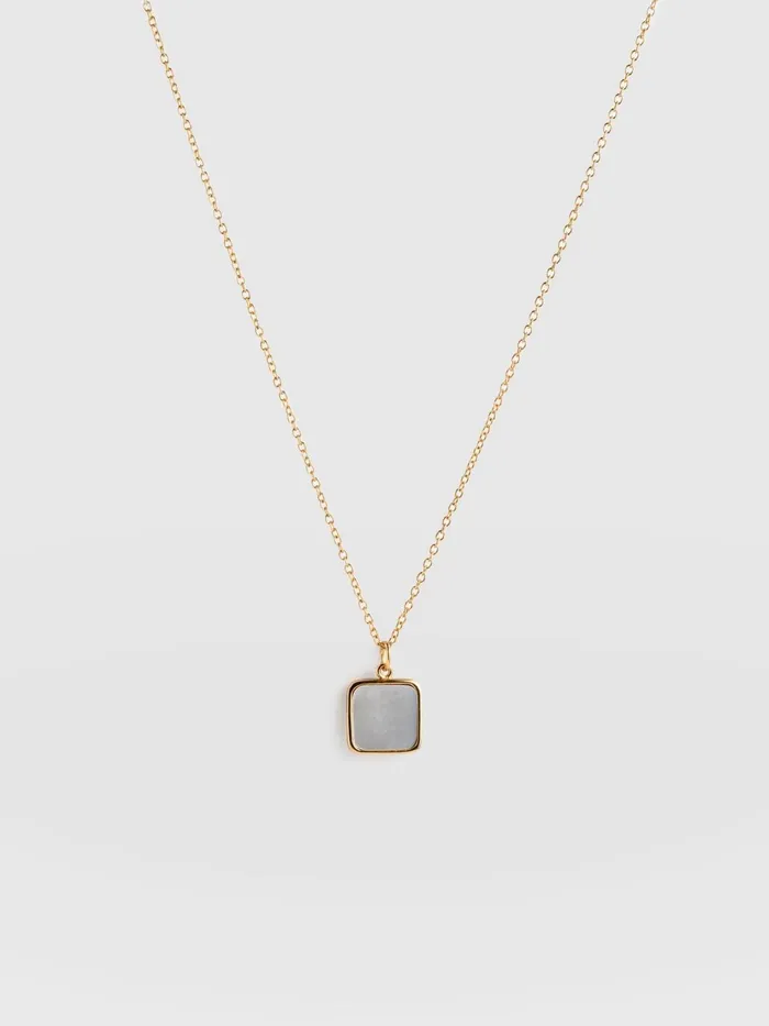 Iridescence Square Charm Necklace 8211 Gold Gold Women Saint And Sofia Necklaces Iridescence Square Charm Necklace 8211 Gold Gold Women Saint And Sofia Necklaces