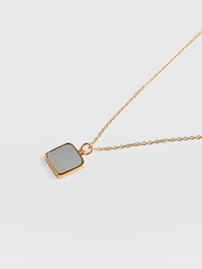 Iridescence Square Charm Necklace 8211 Gold Gold Women Saint And Sofia Necklaces