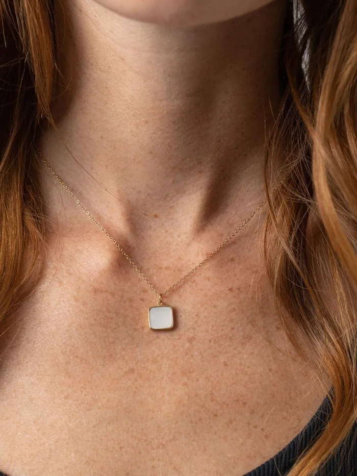 Iridescence Square Charm Necklace 8211 Gold Gold Women Saint And Sofia Necklaces