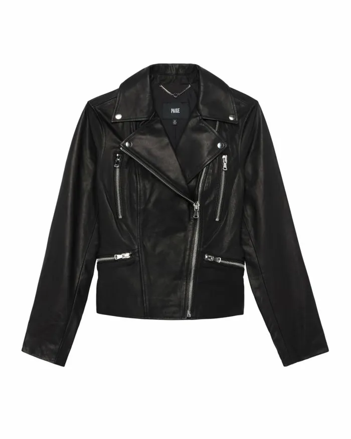Jackets and Coats Women PAIGE 20th Anniversary Capsule Zeppelin Moto Jacket 8211 Black Leather