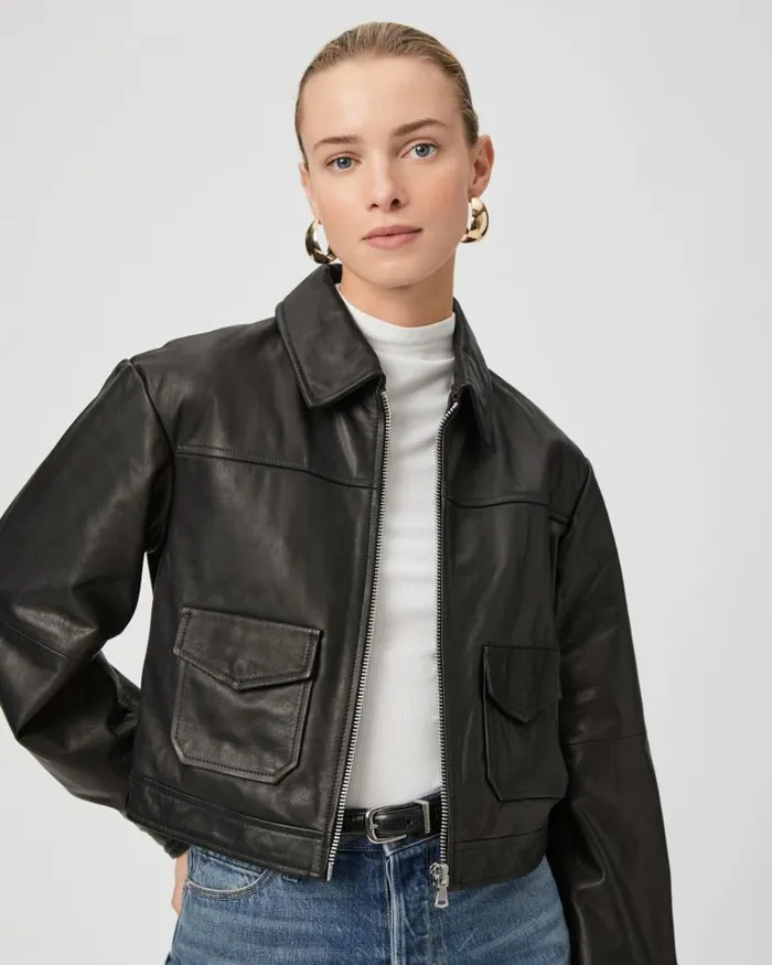 Jackets and Coats Women PAIGE Clyde Jacket 8211 Black Leather