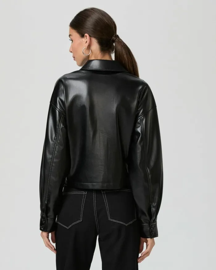 Jackets and Coats Women PAIGE Connor Shacket 8211 Black Faux Leather Jackets and Coats Women PAIGE Connor Shacket 8211 Black Faux Leather