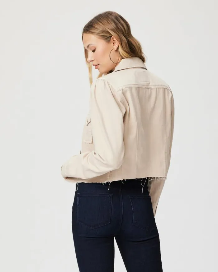 Jackets and Coats Women PAIGE Cropped Pacey Denim Jacket 8211 Soft Beige Jackets and Coats Women PAIGE Cropped Pacey Denim Jacket 8211 Soft Beige