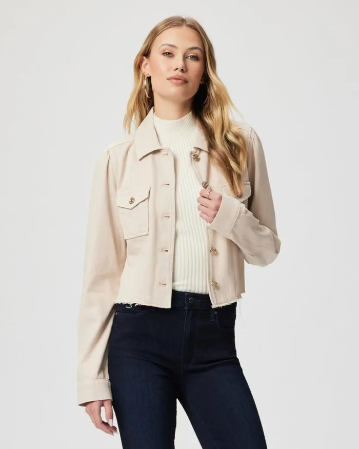 Jackets and Coats Women PAIGE Cropped Pacey Denim Jacket 8211 Soft Beige Jackets and Coats Women PAIGE Cropped Pacey Denim Jacket 8211 Soft Beige
