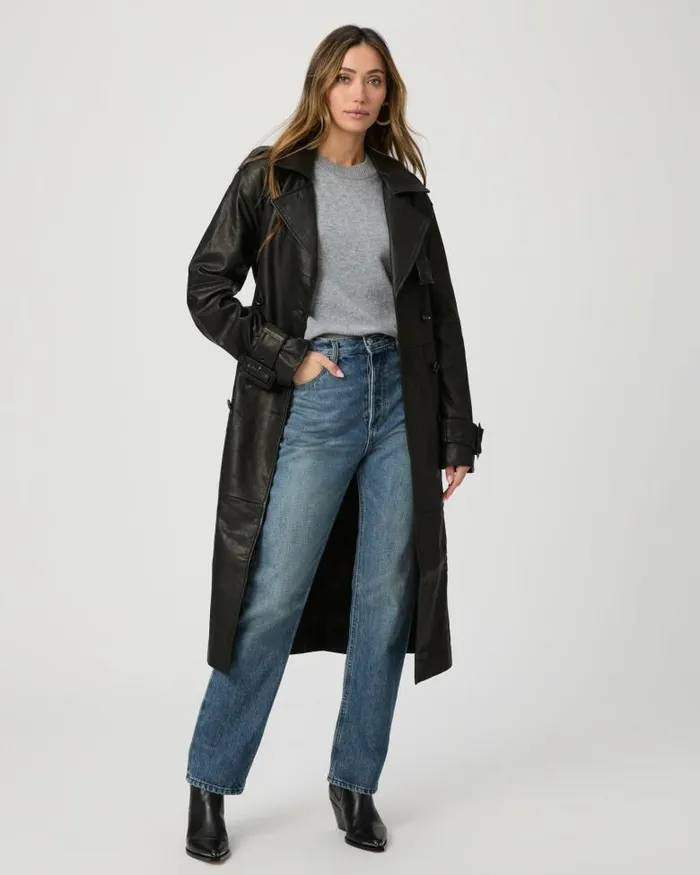 Jackets and Coats Women PAIGE Hanni Coat 8211 Black Leather