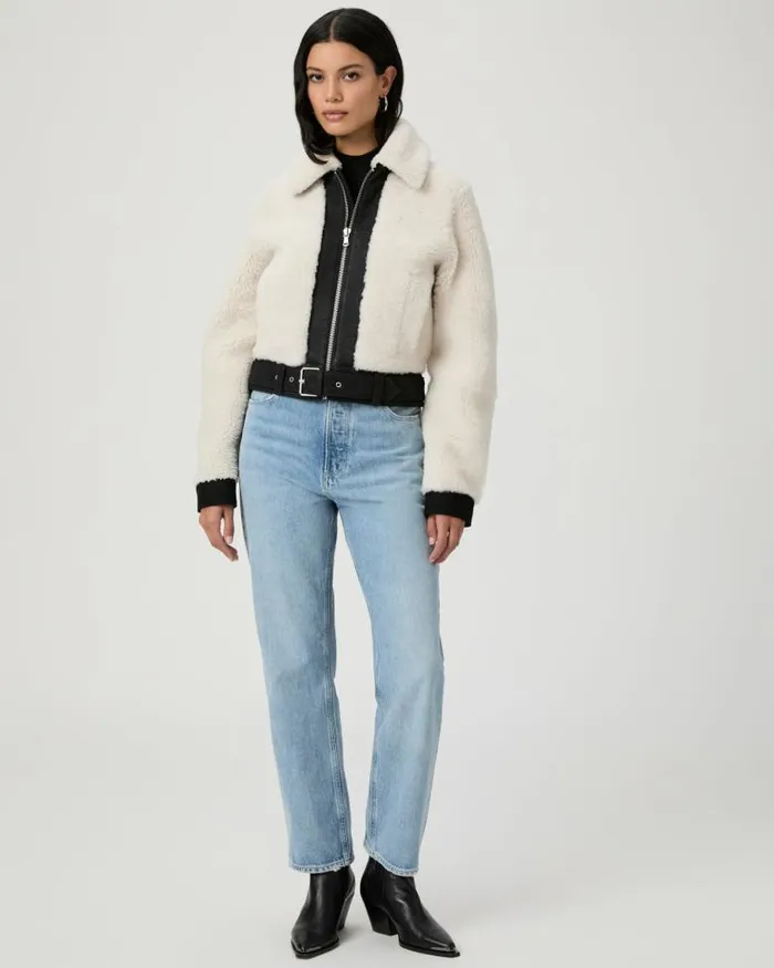 Jackets and Coats Women PAIGE Rhone Jacket 8211 EcruBlack Suede Jackets and Coats Women PAIGE Rhone Jacket 8211 EcruBlack Suede