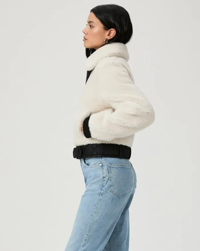 Jackets and Coats Women PAIGE Rhone Jacket 8211 EcruBlack Suede Jackets and Coats Women PAIGE Rhone Jacket 8211 EcruBlack Suede