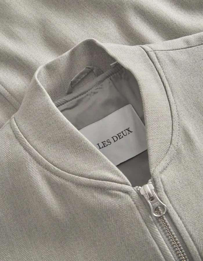 JacketsCoats Men Les Deux Como Reg Herringbone Bomber Jacket 8211 Light Grey Melange