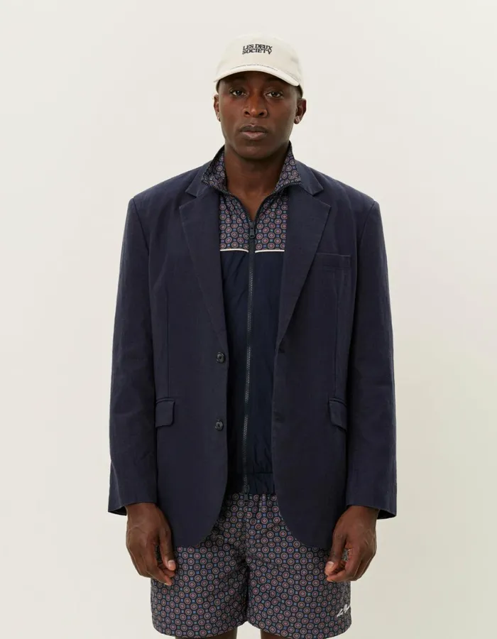 JacketsCoats Men Les Deux James Linen Blazer 8211 Dark Navy