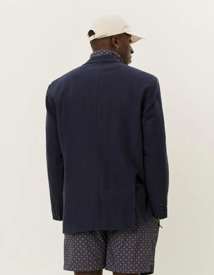 JacketsCoats Men Les Deux James Linen Blazer 8211 Dark Navy