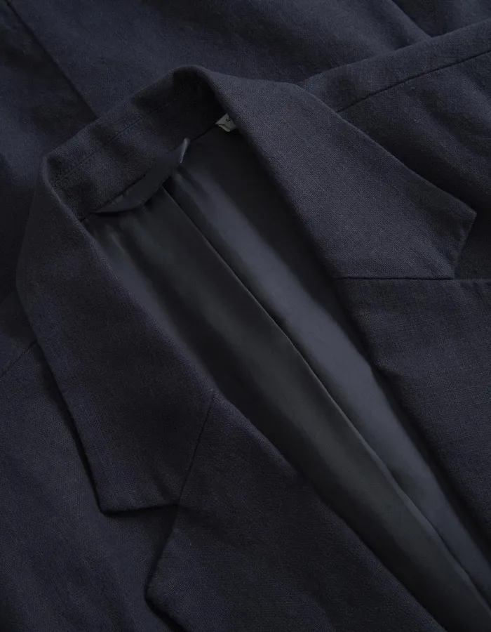 JacketsCoats Men Les Deux James Linen Blazer 8211 Dark Navy