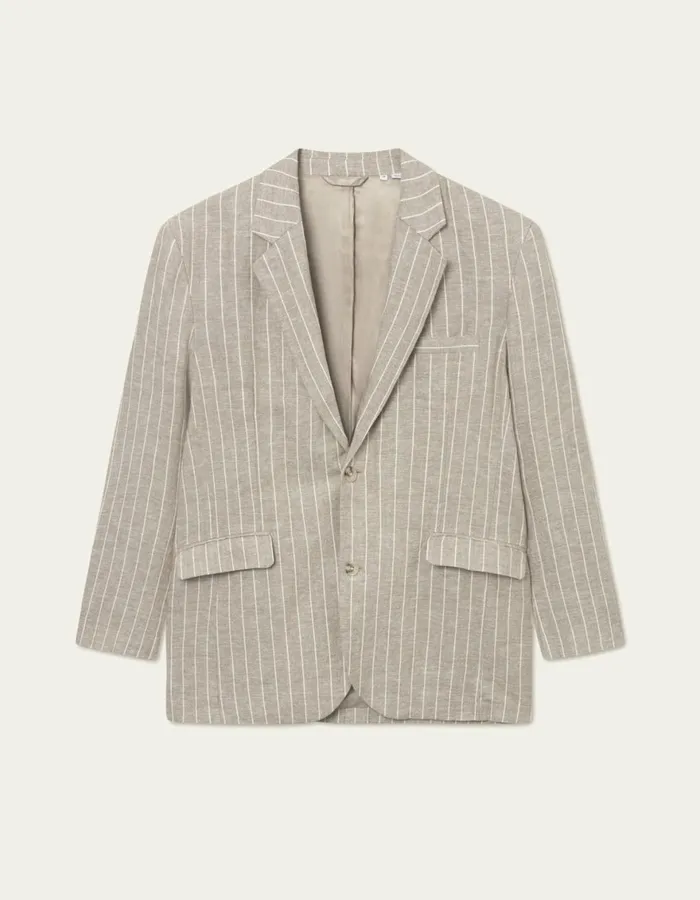 JacketsCoats Men Les Deux James Linen Blazer 8211 WalnutIvory