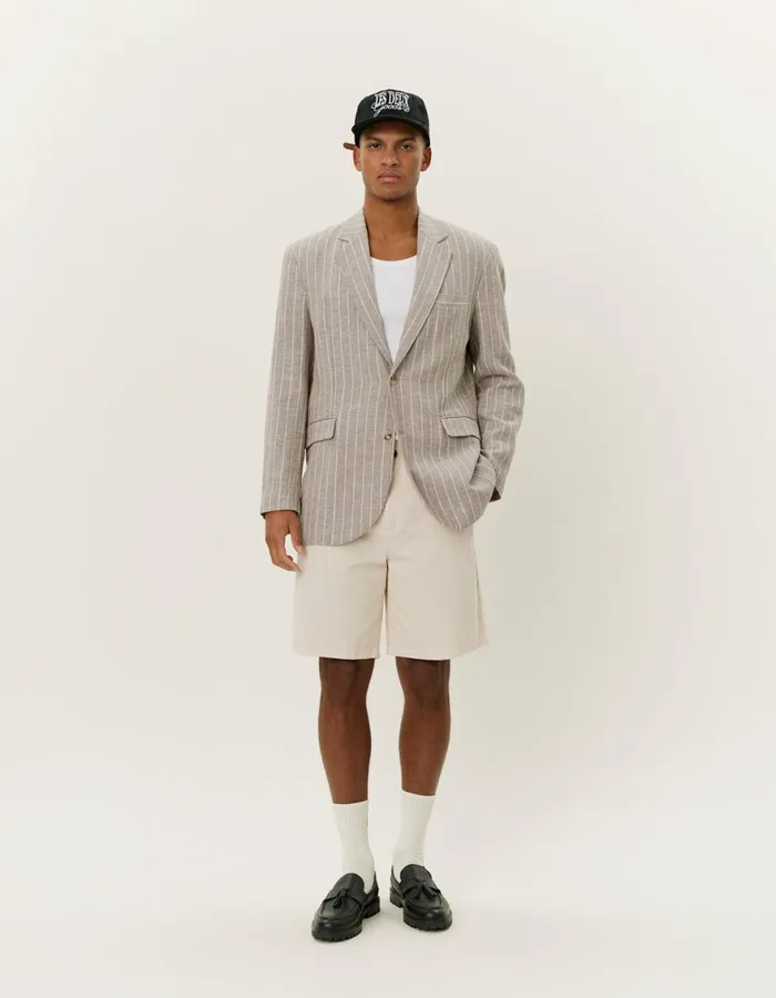 JacketsCoats Men Les Deux James Linen Blazer 8211 WalnutIvory