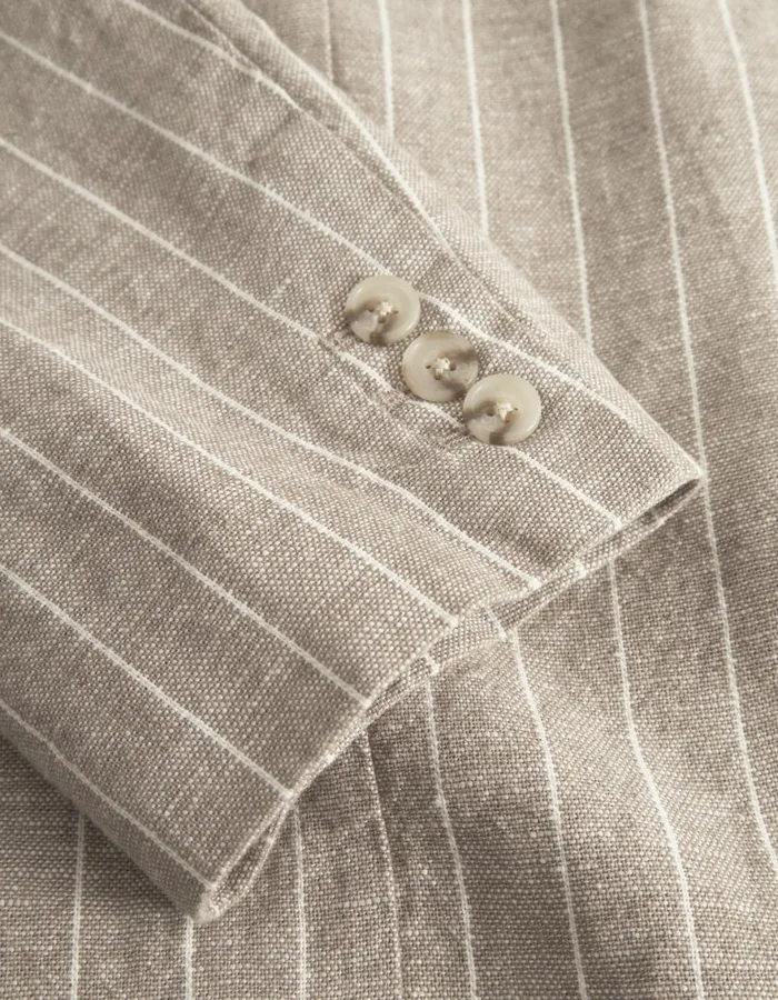 JacketsCoats Men Les Deux James Linen Blazer 8211 WalnutIvory