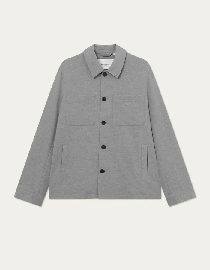 JacketsCoats Men Les Deux Marseille Twill Jacket 8211 Light Grey Melange