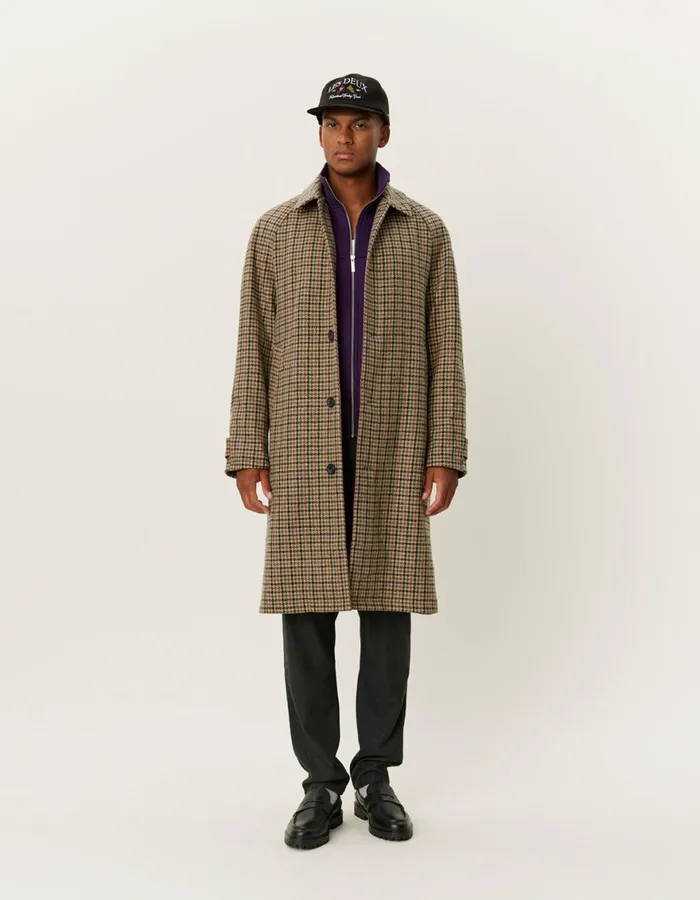 JacketsCoats Men Les Deux Michael Houndstooth Wool Coat 30 8211 Warm SandBlack