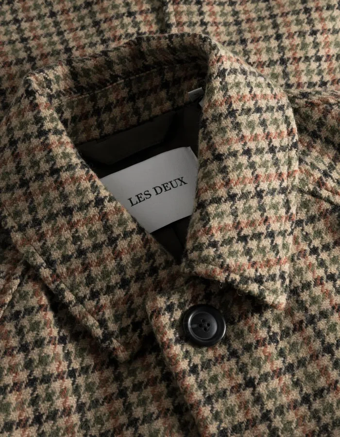 JacketsCoats Men Les Deux Michael Houndstooth Wool Coat 30 8211 Warm SandBlack
