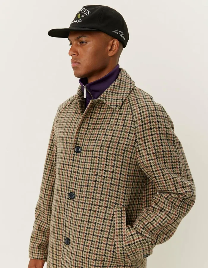 JacketsCoats Men Les Deux Michael Houndstooth Wool Coat 30 8211 Warm SandBlack