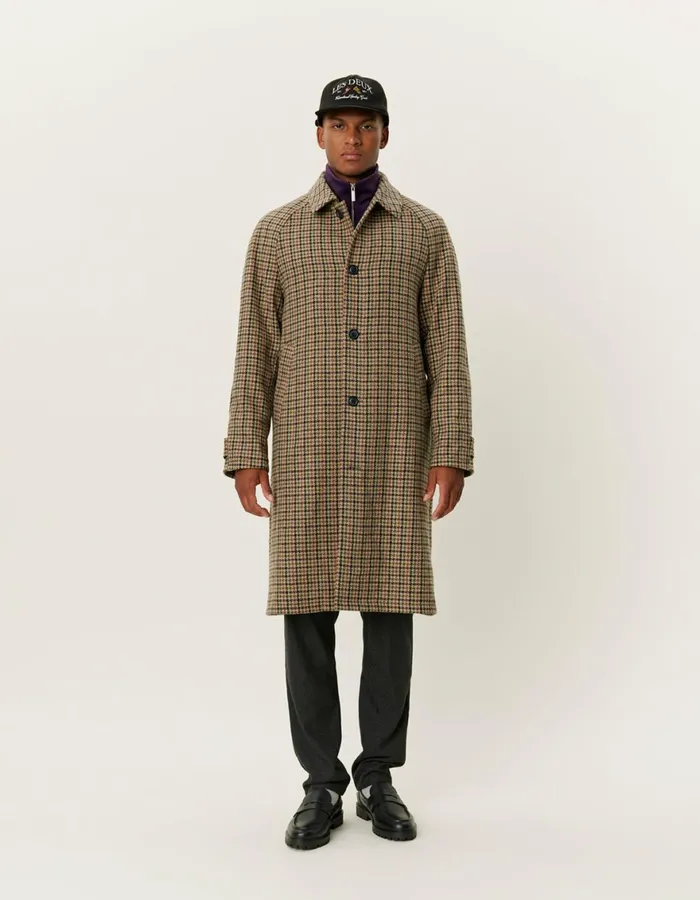 JacketsCoats Men Les Deux Michael Houndstooth Wool Coat 30 8211 Warm SandBlack
