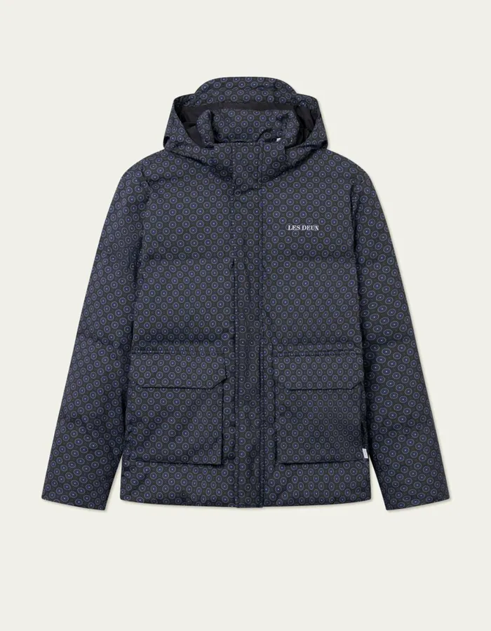 JacketsCoats Men Les Deux Montreal AOP Puffer Jacket 8211 BlackBlueprint