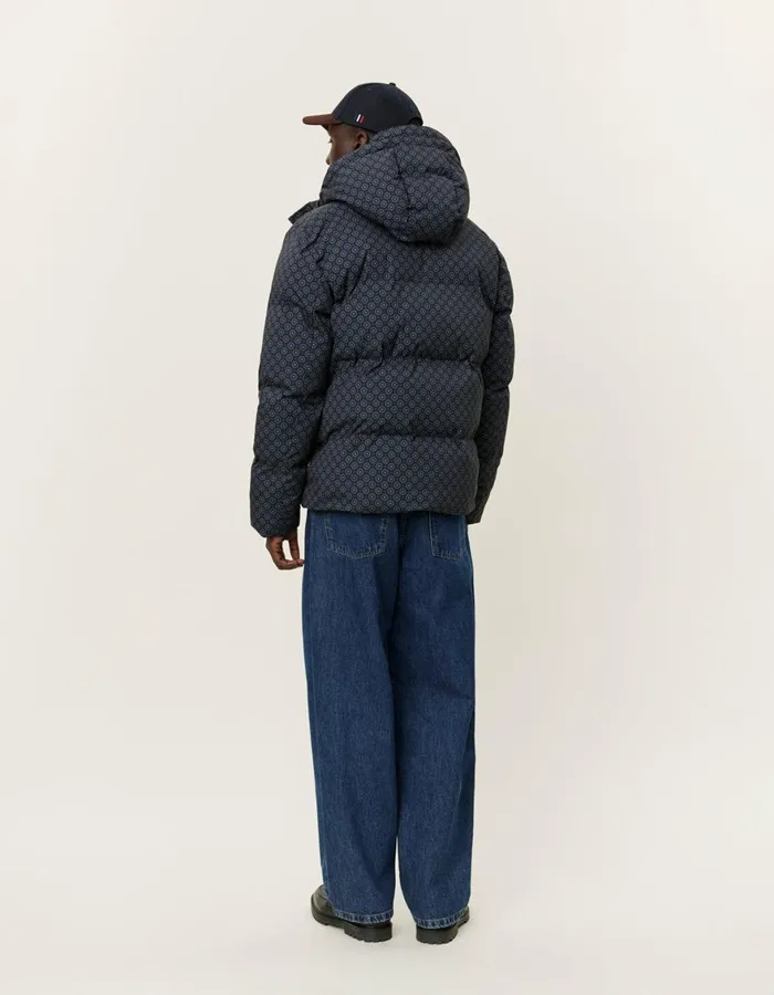 JacketsCoats Men Les Deux Montreal AOP Puffer Jacket 8211 BlackBlueprint