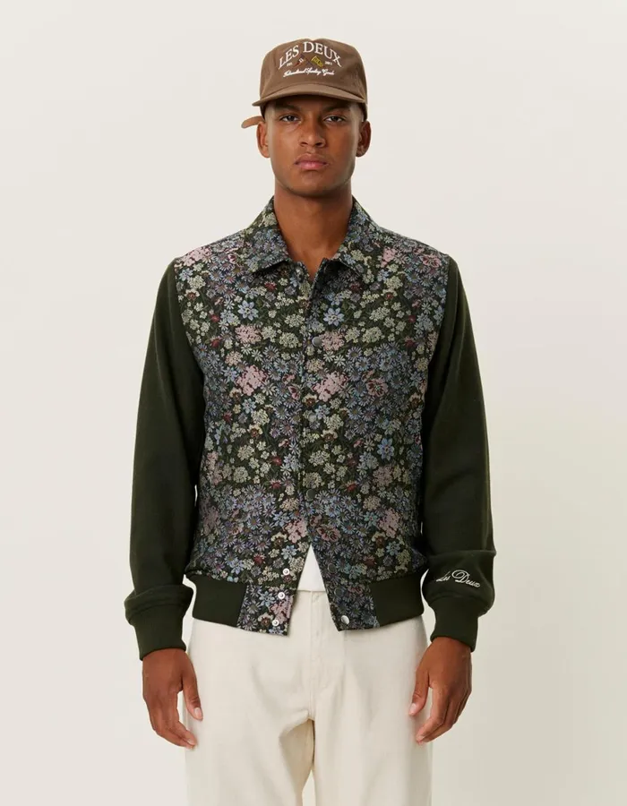 JacketsCoats Men Les Deux Noah Jacquard Varsity Jacket 8211 RosinChive Green