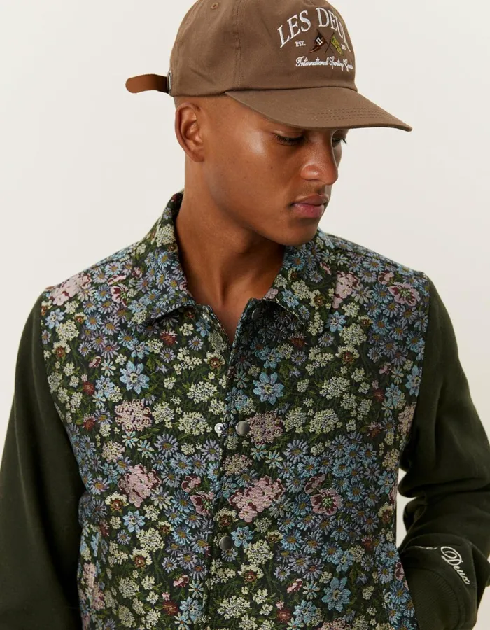 JacketsCoats Men Les Deux Noah Jacquard Varsity Jacket 8211 RosinChive Green