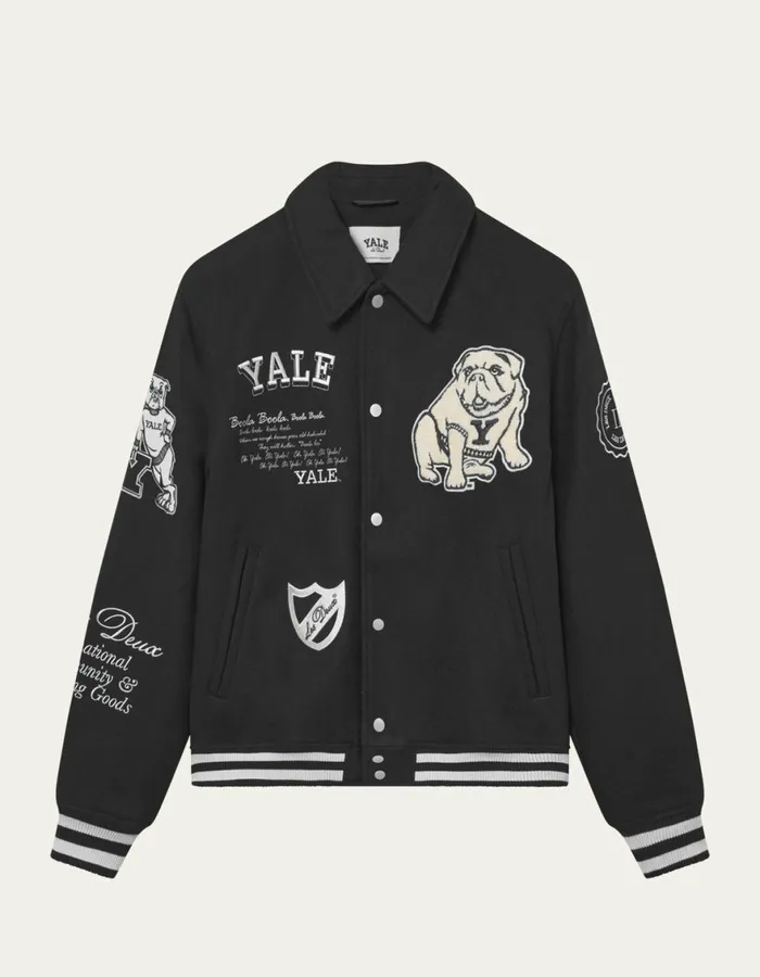 JacketsCoats Men Les Deux Yale Wool Varsity Jacket 8211 BlackBlack