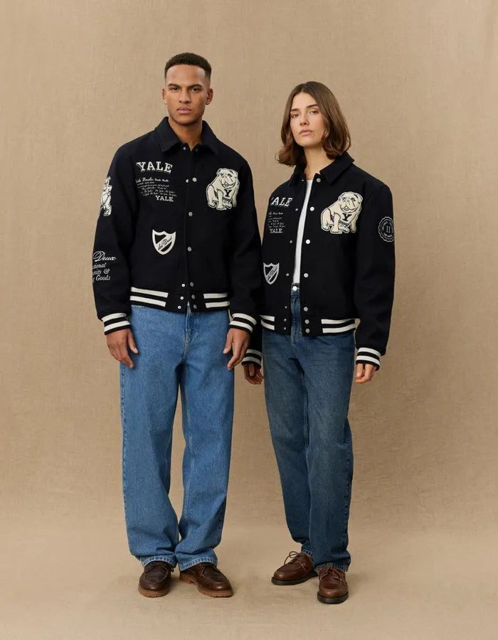 JacketsCoats Men Les Deux Yale Wool Varsity Jacket 8211 BlackBlack
