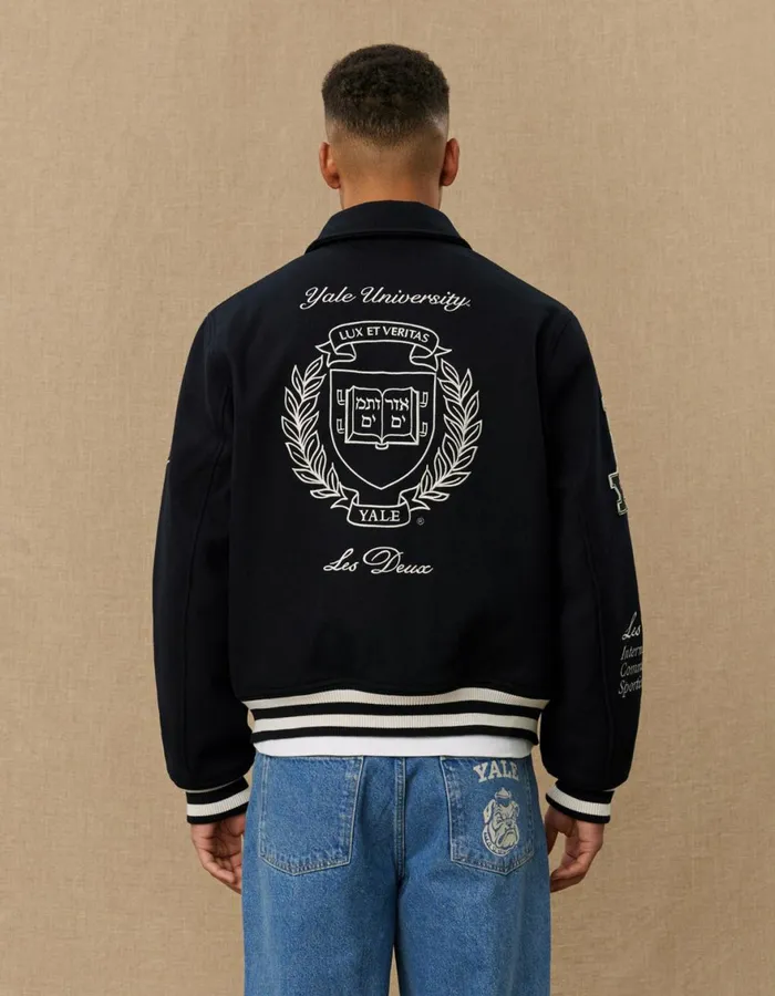 JacketsCoats Men Les Deux Yale Wool Varsity Jacket 8211 BlackBlack