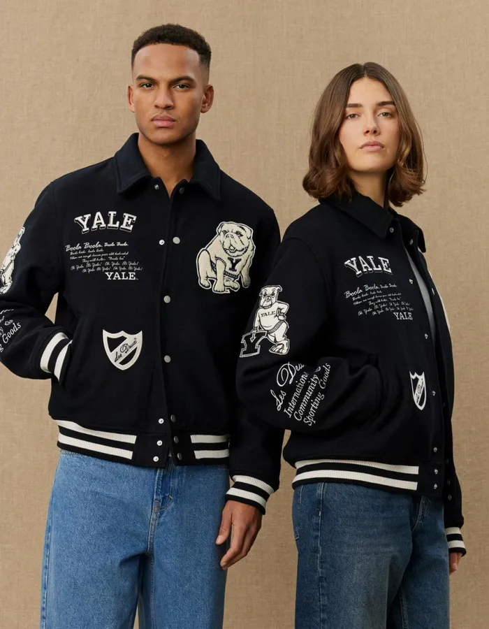 JacketsCoats Men Les Deux Yale Wool Varsity Jacket 8211 BlackBlack