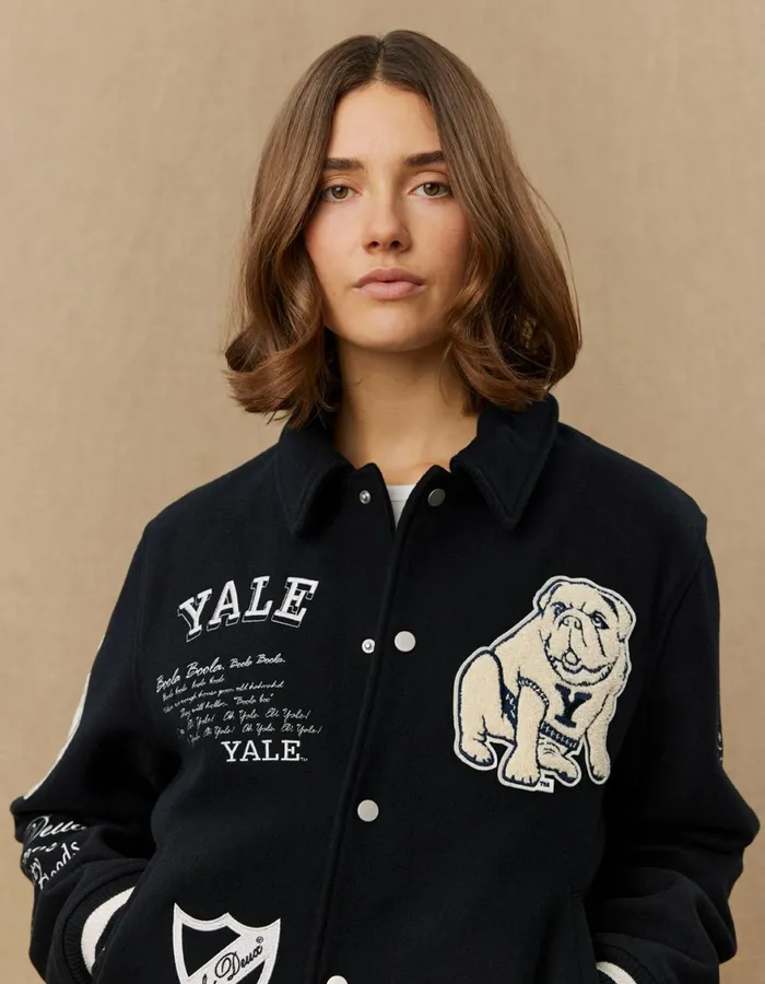 JacketsCoats Men Les Deux Yale Wool Varsity Jacket 8211 BlackBlack
