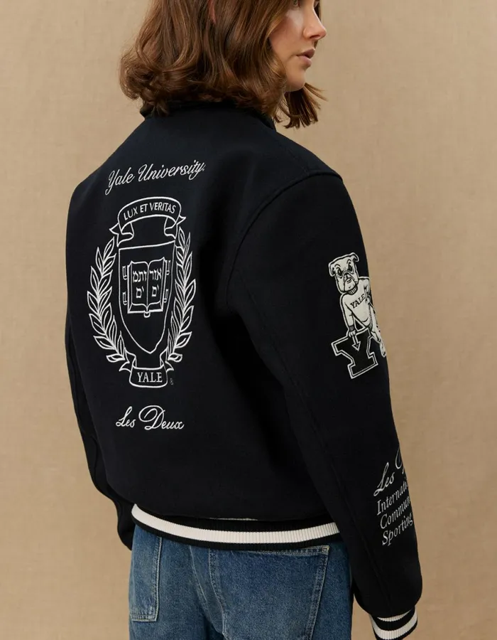 JacketsCoats Men Les Deux Yale Wool Varsity Jacket 8211 BlackBlack
