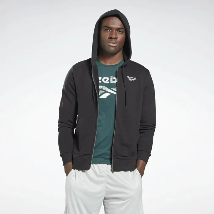 Jackets Mens Reebok Identity ZipUp Hoodie Black
