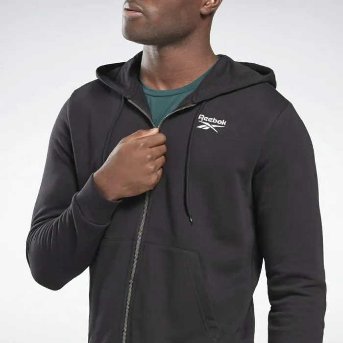 Jackets Mens Reebok Identity ZipUp Hoodie Black