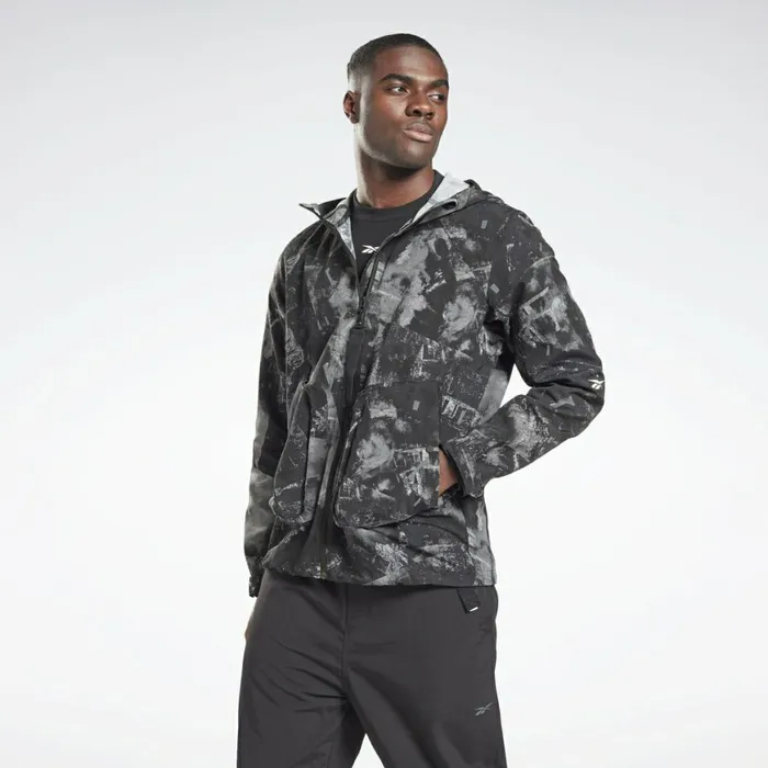 Jackets Mens Reebok Printed Utility Jacket Black