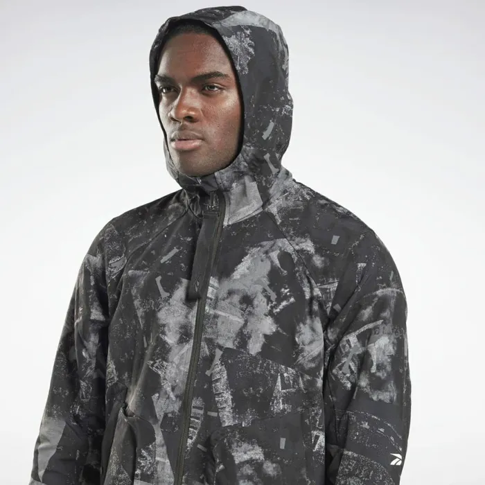 Jackets Mens Reebok Printed Utility Jacket Black