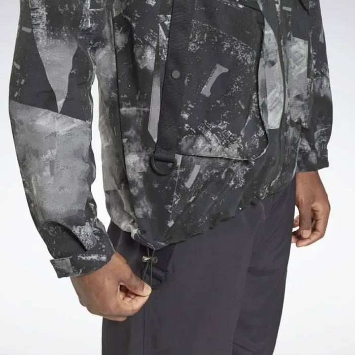 Jackets Mens Reebok Printed Utility Jacket Black
