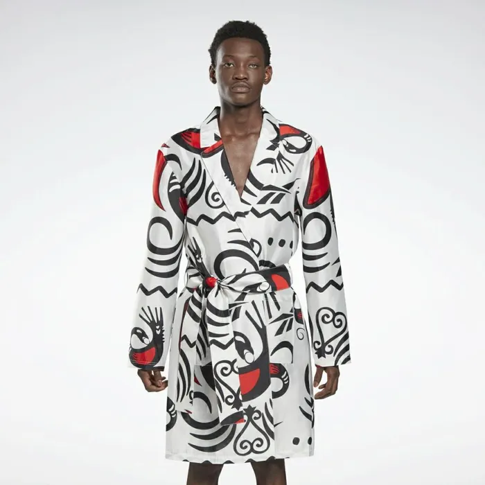 Jackets MensWomens Reebok By Pyer Moss Mesh Allover Print Sankofa Duster White