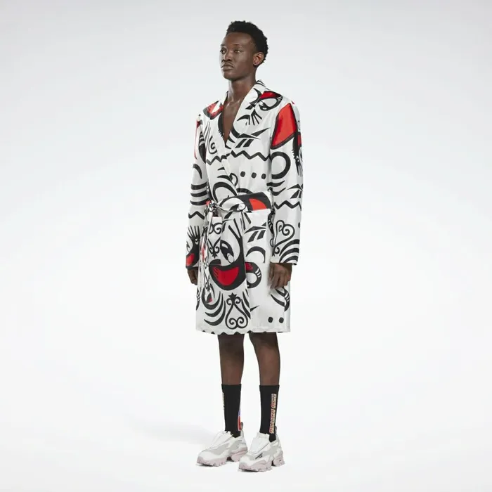Jackets MensWomens Reebok By Pyer Moss Mesh Allover Print Sankofa Duster White