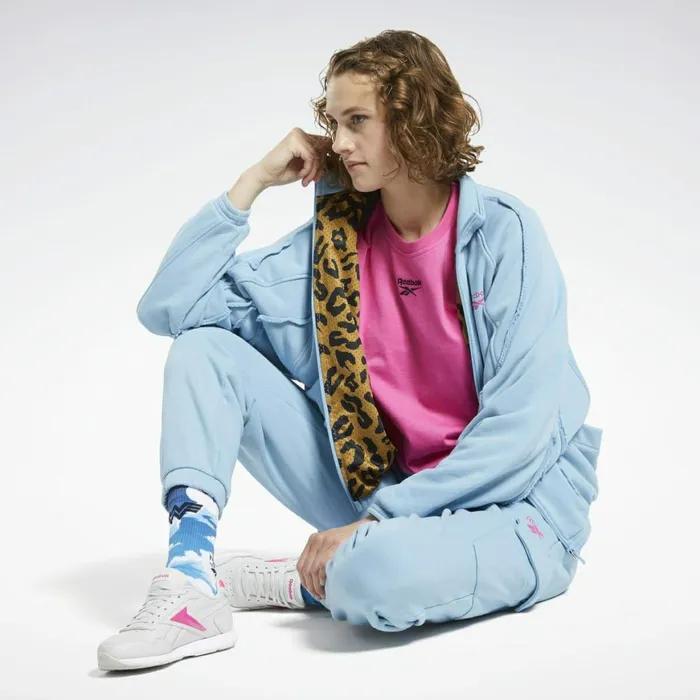 Jackets Womens Reebok Washed Denim Track Jacket Sheer Blue