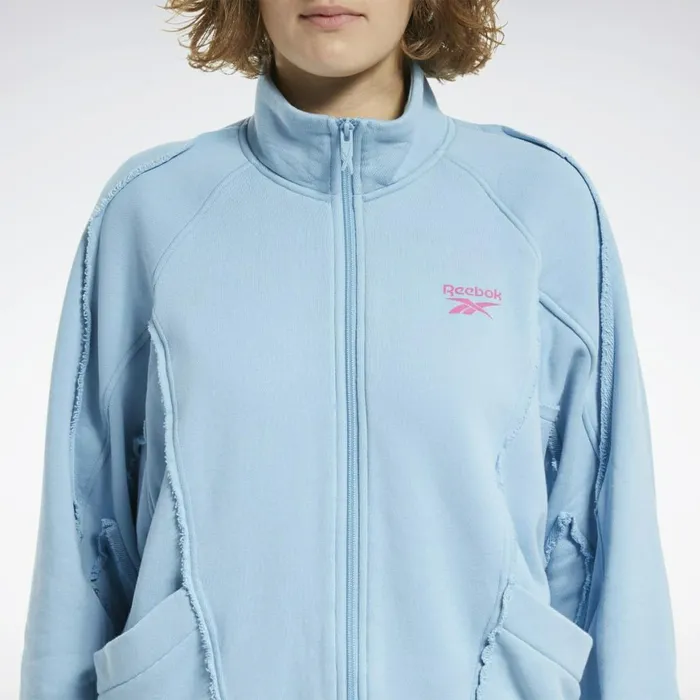 Jackets Womens Reebok Washed Denim Track Jacket Sheer Blue