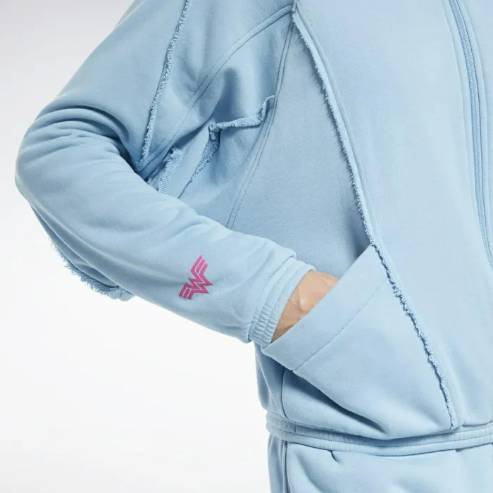 Jackets Womens Reebok Washed Denim Track Jacket Sheer Blue