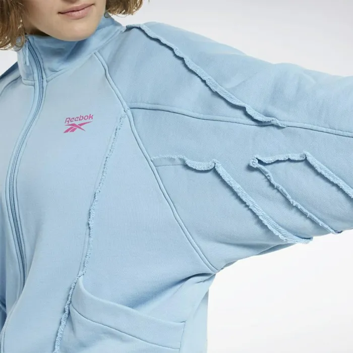 Jackets Womens Reebok Washed Denim Track Jacket Sheer Blue