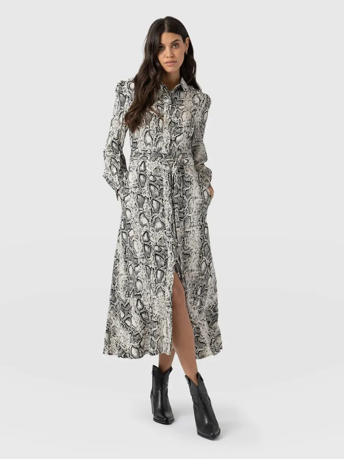 Jacqueline Shirt Dress 8211 Cream Snake Cream Snake Women Saint And Sofia Dresses