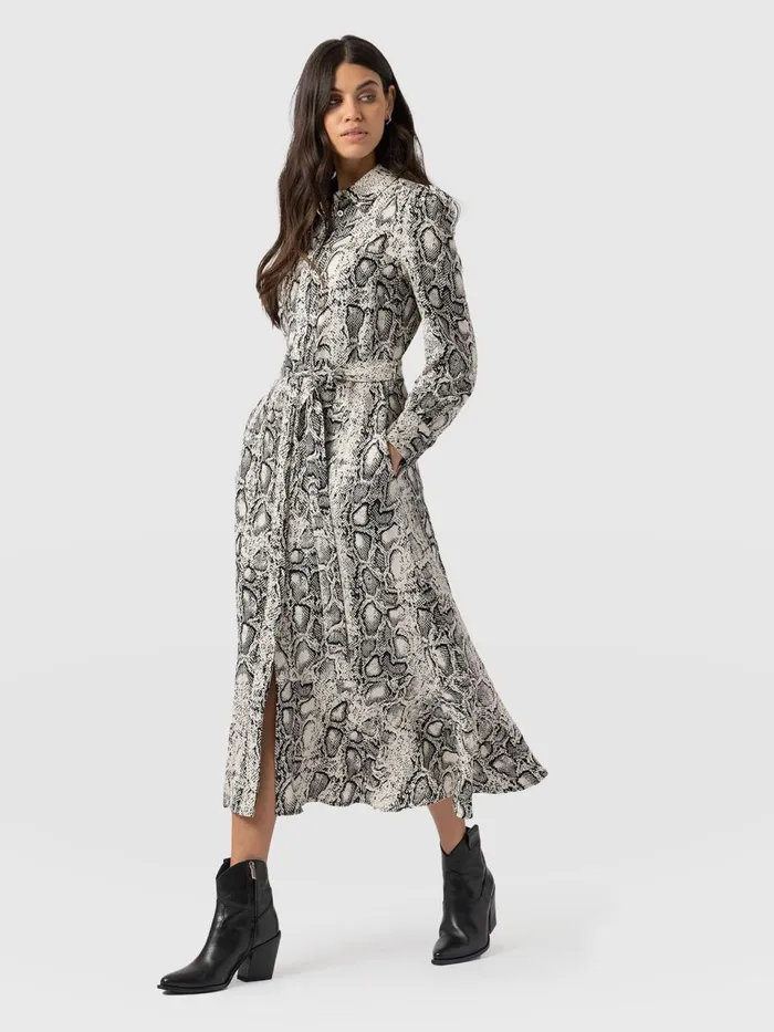 Jacqueline Shirt Dress 8211 Cream Snake Cream Snake Women Saint And Sofia Dresses
