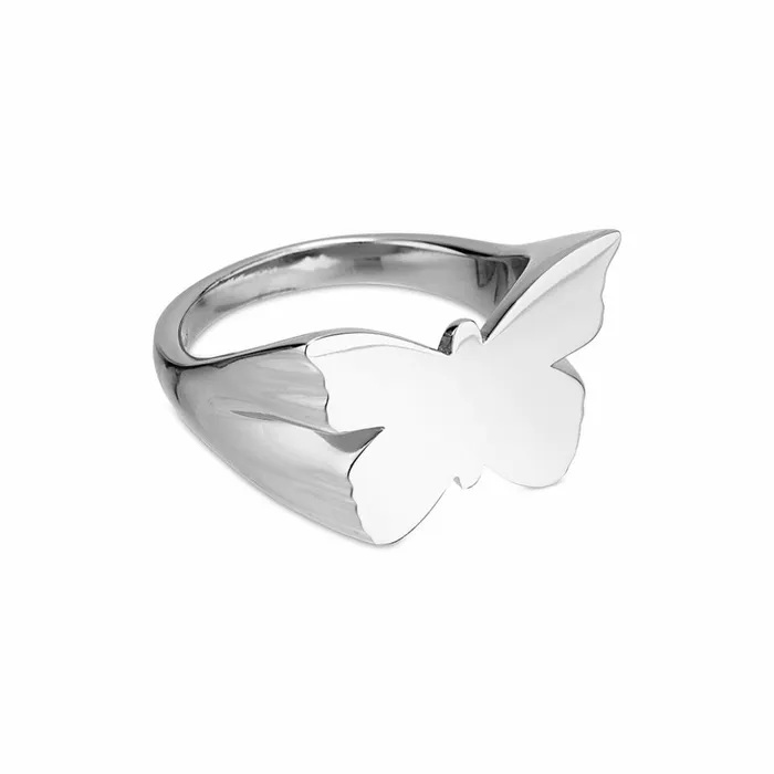 Jane Knig Silver Rings Women Butterfly Signet Ring