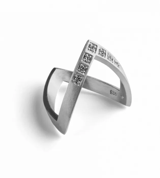 Jane Knig Silver Rings Women Diamond V Ring