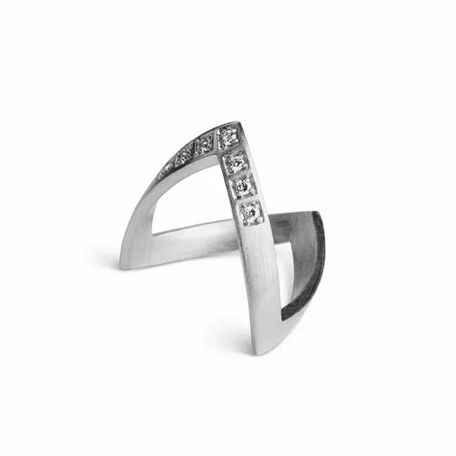 Jane Knig Silver Rings Women Diamond V Ring