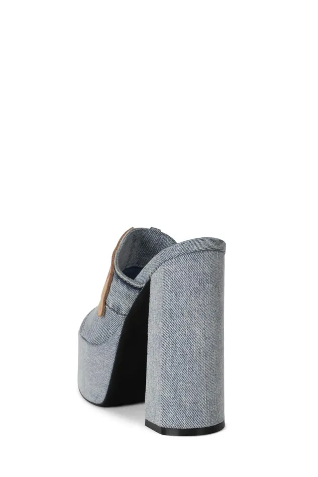 Jeffrey Campbell BACKPOCKET Light Blue Denim Tan Women Sandal